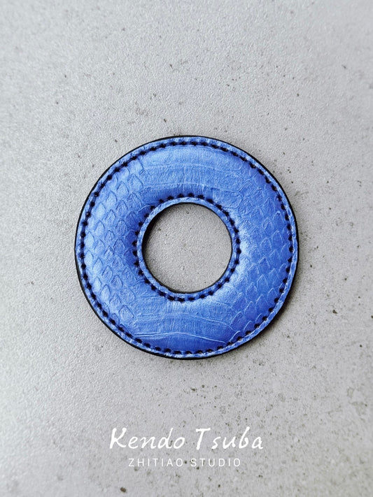 Kendo Tsuba | Python in Pearl-blue