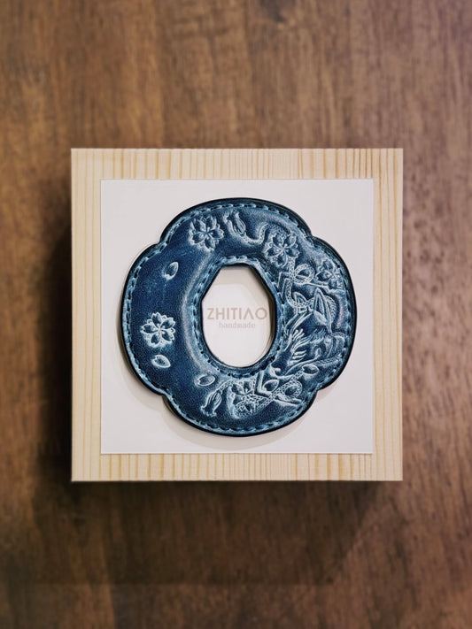 Kendo Tsuba for Bokuto | "Oshin Inari" in fog wax blue