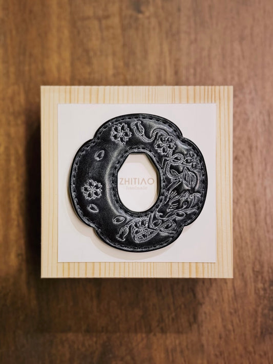 Kendo Tsuba for Bokuto | "Oshin Inari" in fog wax black