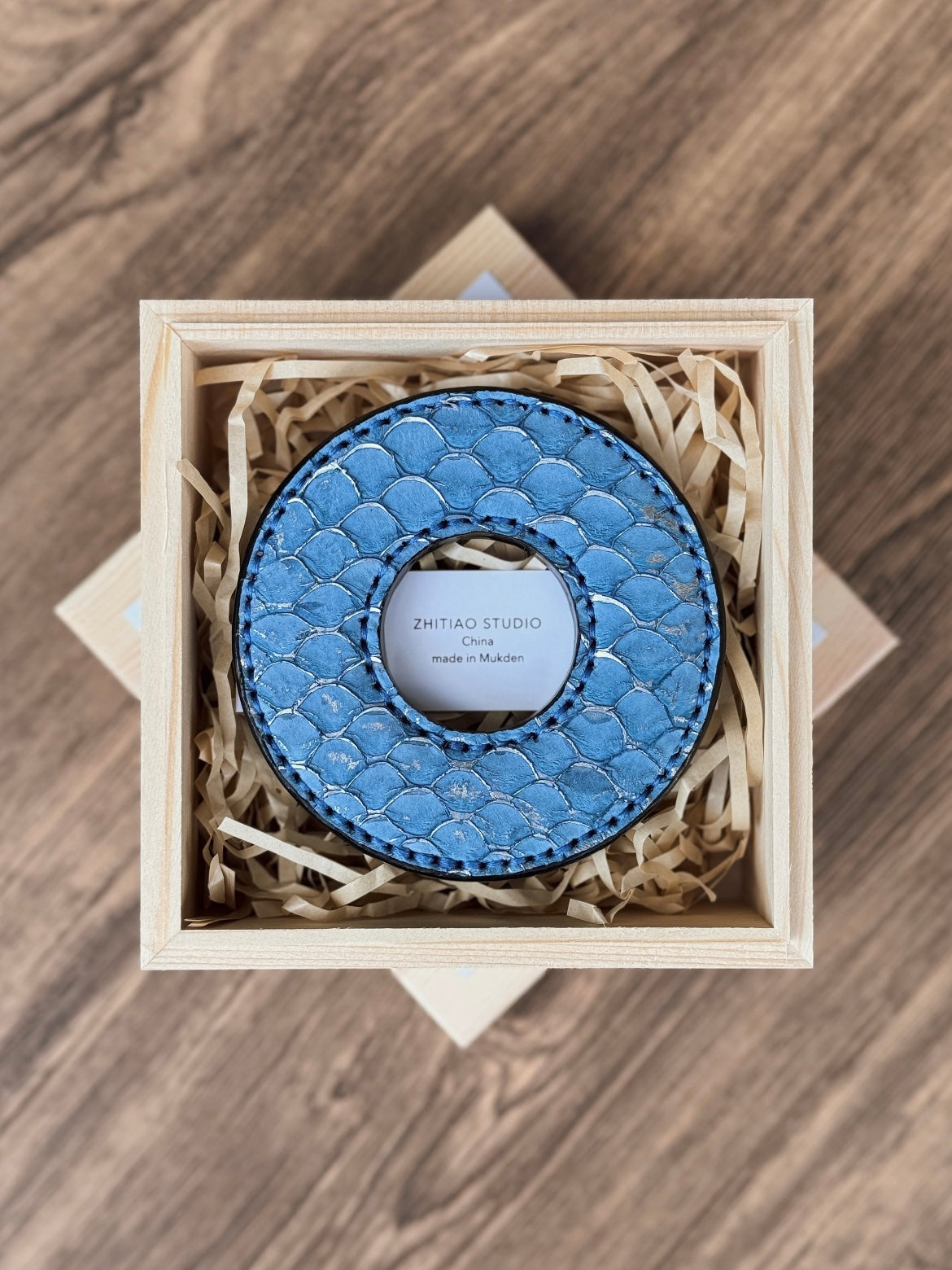 Shinai Tsuba-Limited Edition of Carp Skin-Sky Blue Sliver-Handmade by ZHITIAO