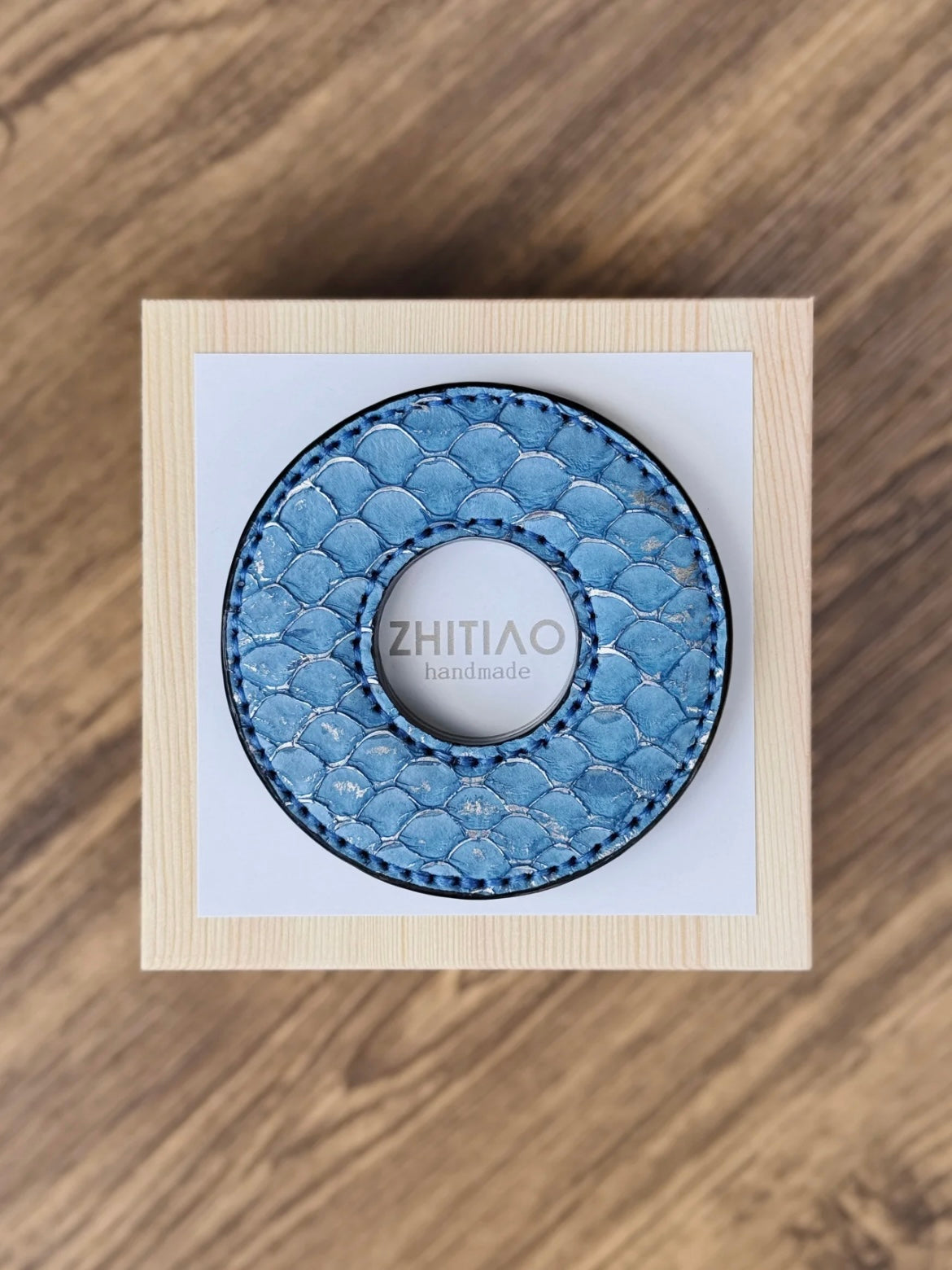 Shinai Tsuba-Limited Edition of Carp Skin-Sky Blue Sliver-Handmade by ZHITIAO