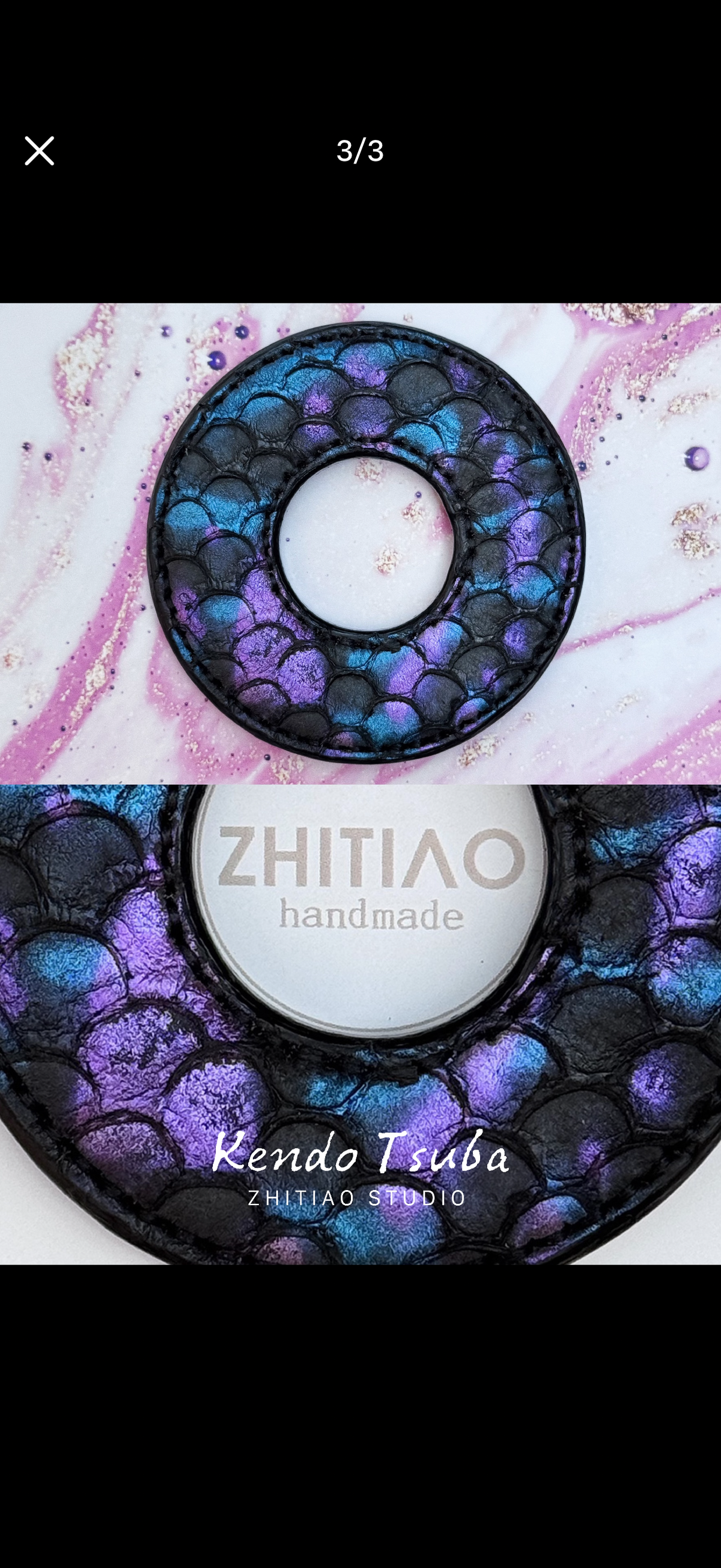 Kendo Tsuba | "Carp" in midnight starlight