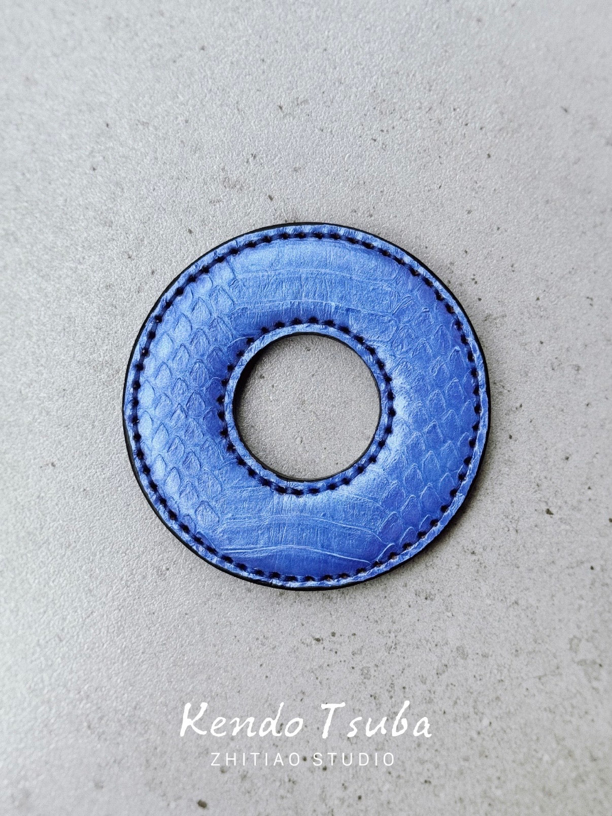Kendo Tsuba | Python in Pearl-blue
