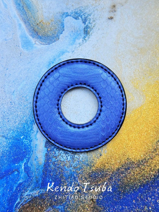 Kendo Tsuba | Python in Pearl-blue