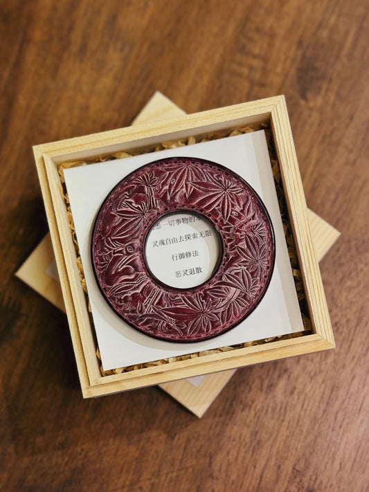 Kendo Tsuba | "Illusory Life" in fog wax red